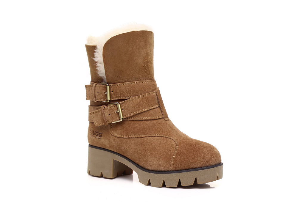 ugg buckle strap chestnut boots