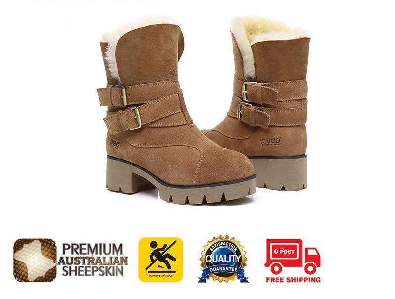 ugg buckle strap chestnut boots