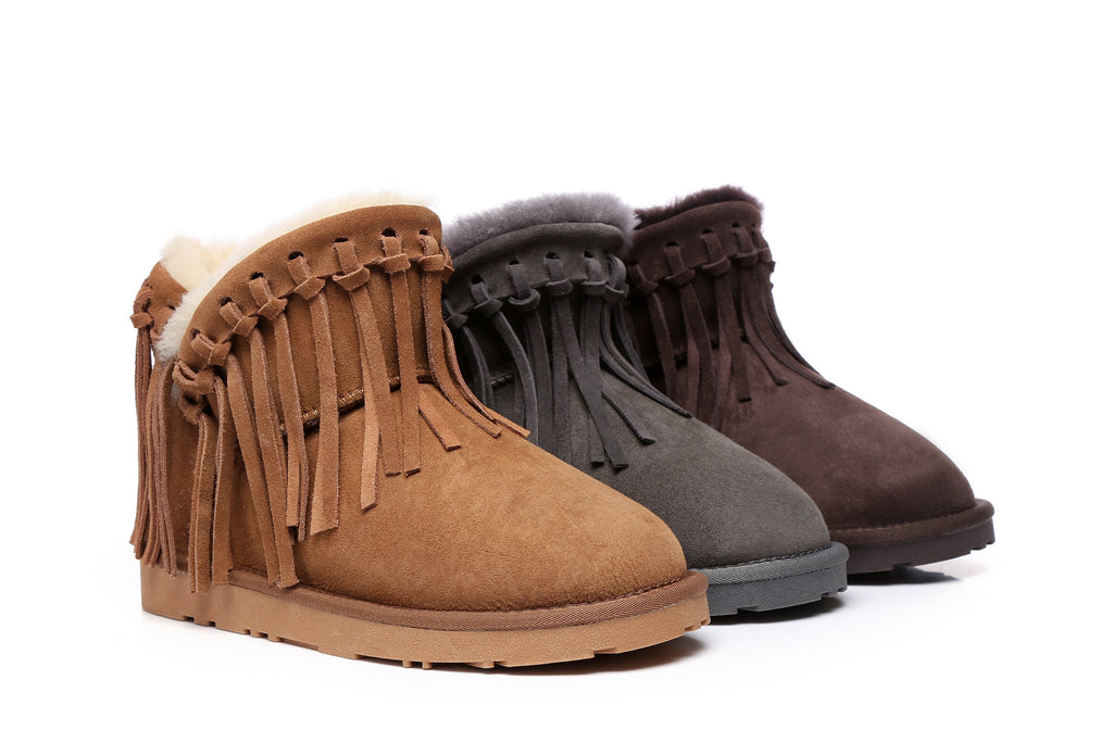 ugg fringe ankle boots