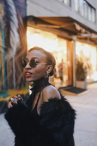 Nkenge Brown Style Blogger Gold Horseshoe Earrings 
