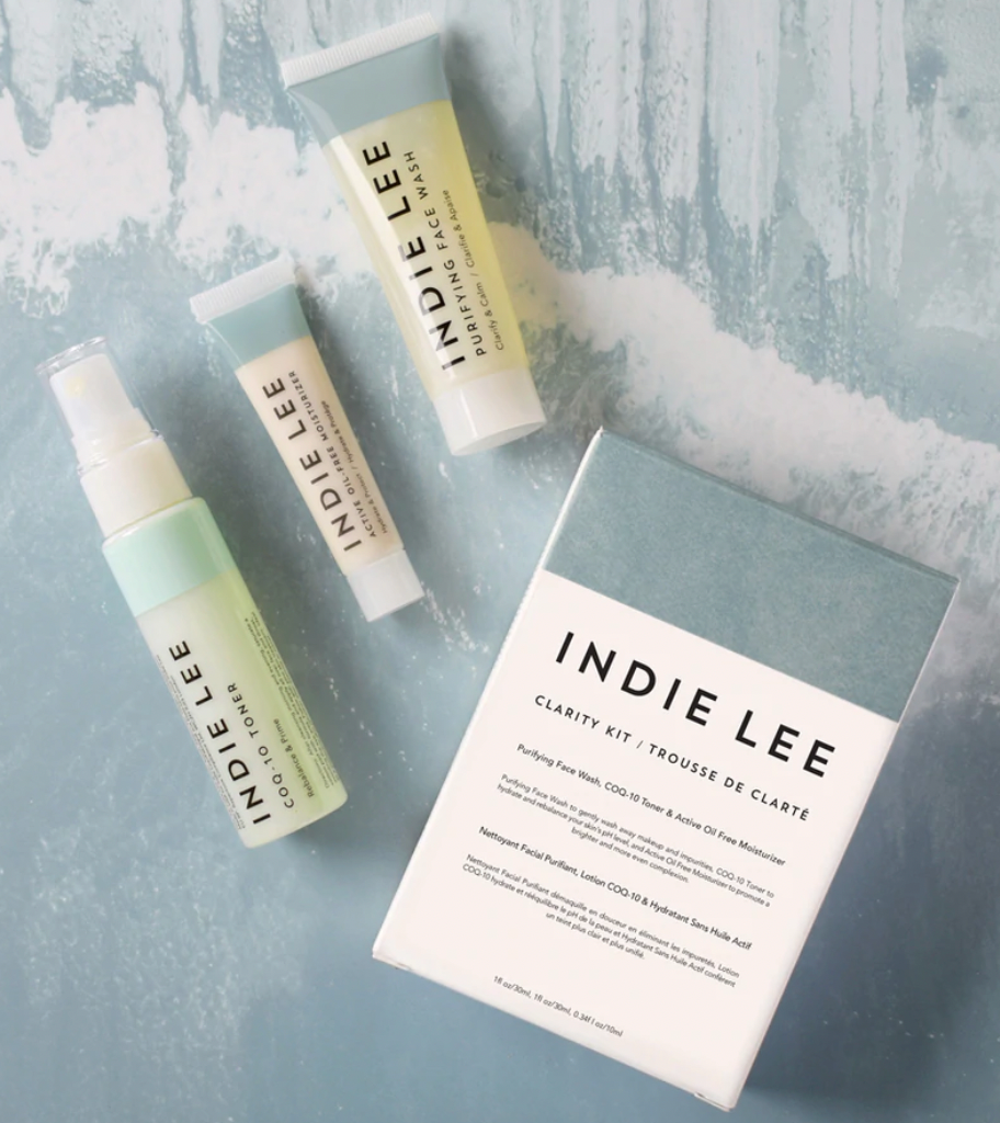 indie lee skincare, clean beauty clarifying kit 