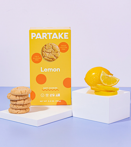 partake foods, gluten free, vegan and allergy friendly lemon flavored healthy cookies