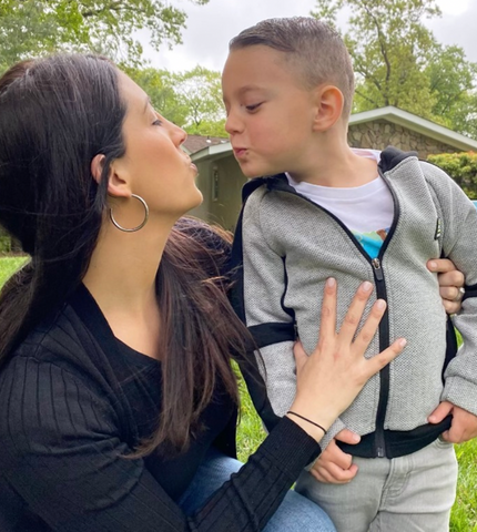 mother and son wearing tini lux jewelry, mother's day gift guide 2022