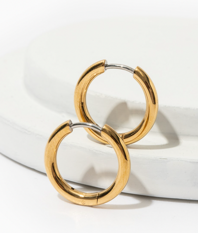 endless gold infinity hoop earrings made with medical grade titanium 