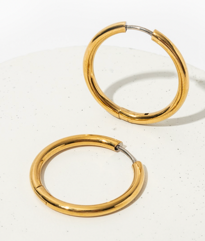 25 mm round endless hypoallergenic gold hoop earrings