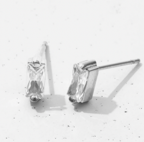 hypoallergenic crystal bar stud earrings made with medical grade titanium 