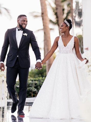 sloane stephens and husband walking down the aisle at wedding 