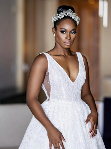 american tennis player sloane stephens at wedding wearing custom galia lahav all white and lace wedding gown 