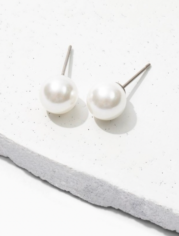 hypoallergenic large pearl stud earrings for bride with sensitive ears 