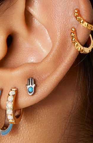 titanium hamsa hypoallergenic stud earrings 
