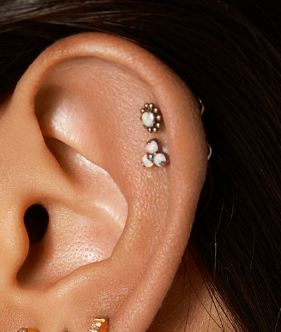 hypoallergenic opal cartilage flat back stud earrings