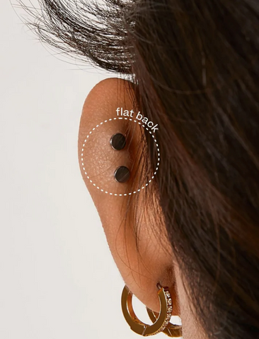 Tiny Sapphire Threaded Flat Back Earring in 14k Gold | Maison Miru