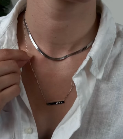 silver necklace stack, how to layer
