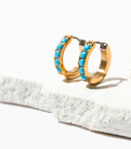 turquoise beaded hoop earrings