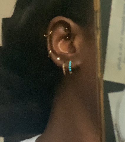 turquoise and gold ear stack 