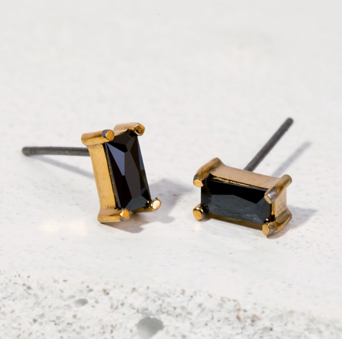 gold onyx studs for men made with pure titanium