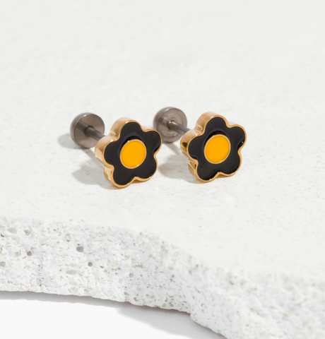 titanium screw back flower earrings for little girls 