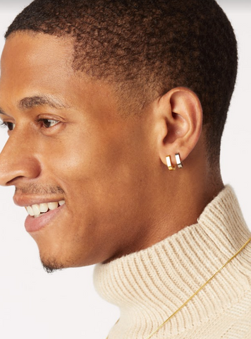 silver and gold hypoallergenic huggie hoop earrings for men 