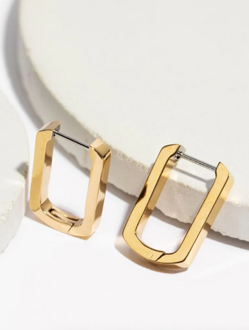 hypoallergenic gold oval shaped hoop earrings