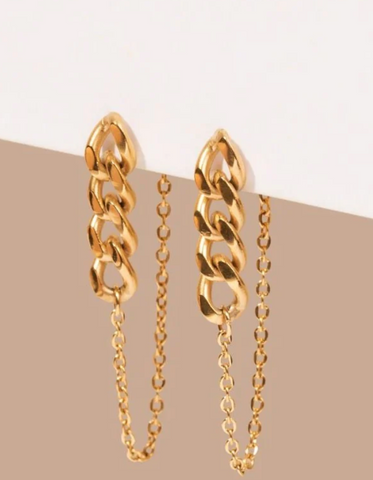 titanium braided chain hoop earrings 