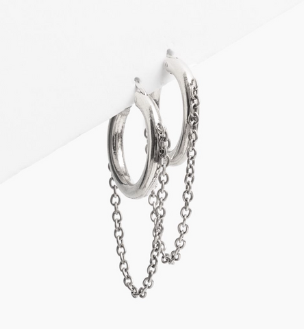dainty chain dangle huggie hoop earrings 