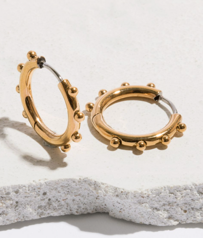lightweight gold beaded hoop earrings made with pure titanium 