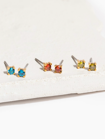 july august and march birthstone stud earrings