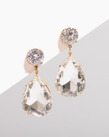 hypoallergenic crystal teardrop statement stud earrings for bride and bridal party