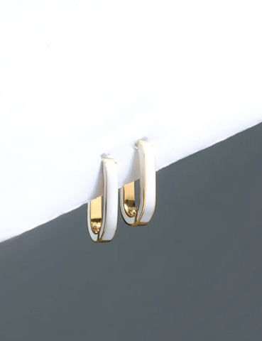 gold and ivory enamel hoop earrings for sensitive ears