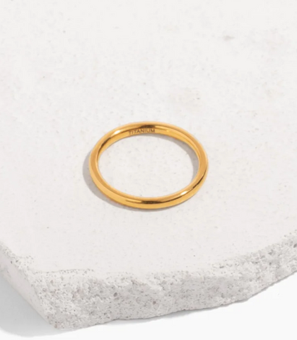 stainless steel dainty thin hypoallergenic stacker ring