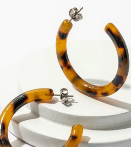 acrylic tortoise shell hoop earrings for sensitive skin