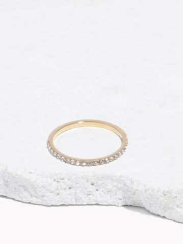 minimalist skin friendly crystal stacker ring