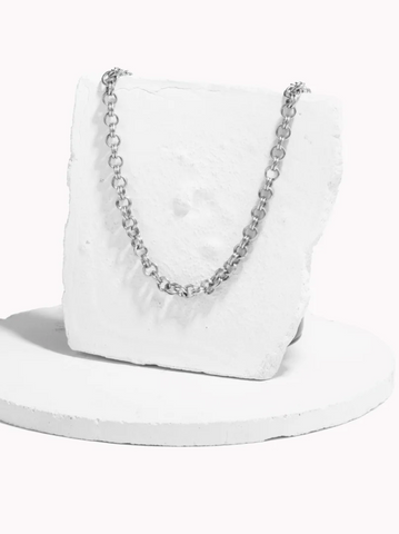 layered double chain silver hypoallergenic necklace