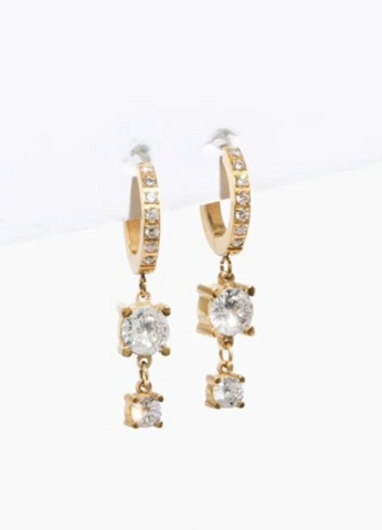 hypoallergenic endless hoop earrings with crystal drop charm