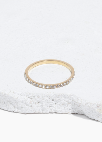 hypoallergenic crystal thin stacker ring