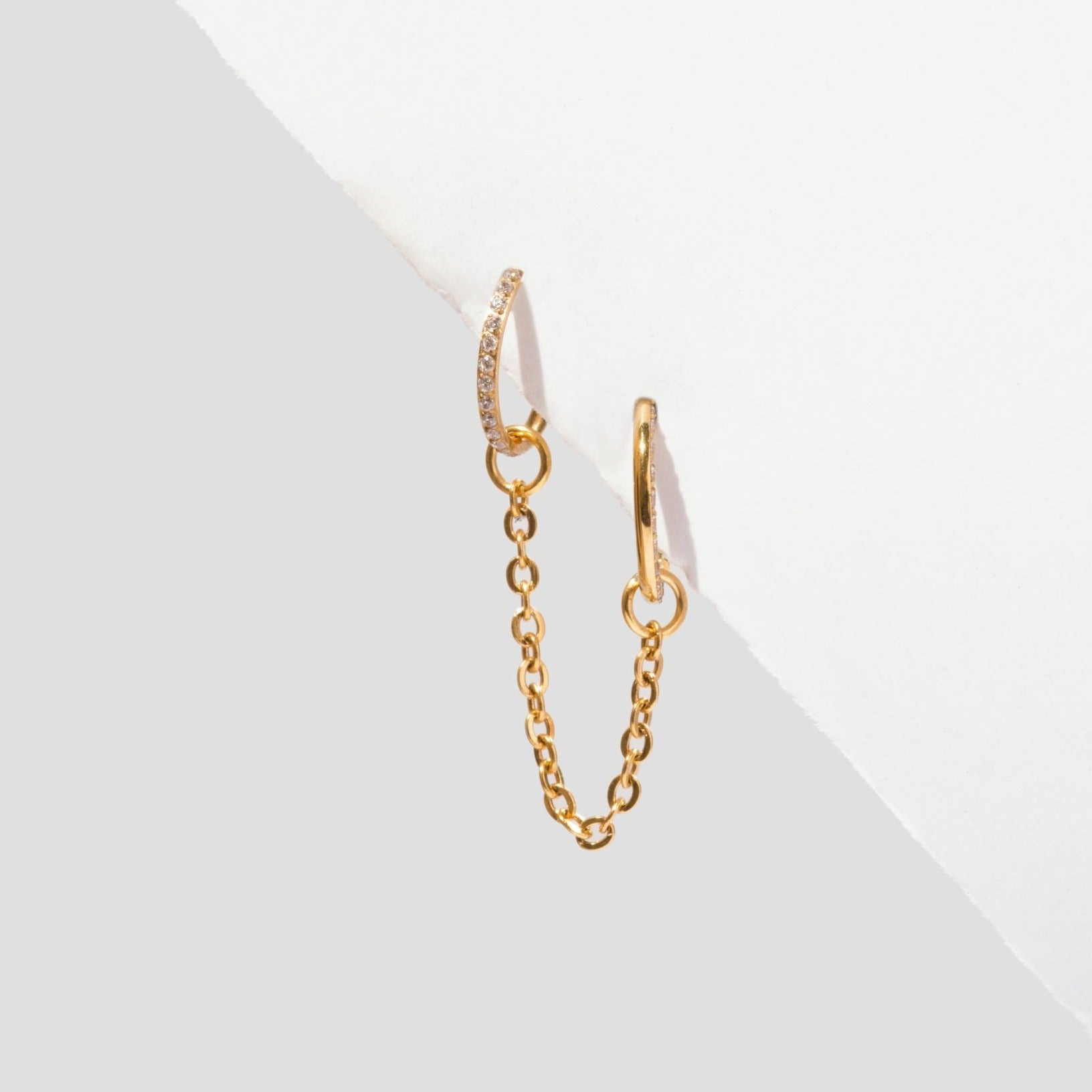 Hypoallergenic Titanium Single Crystal Earring Connector Chain | Tini Lux