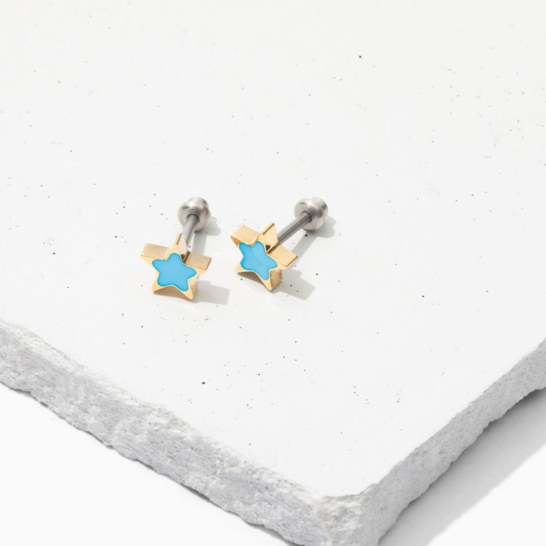 Tini Lux Hypoallergenic Titanium Opal Flat Back Stud