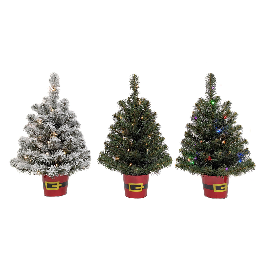 4 Foot Prelit Indoor/Outdoor Shimmering Frosted Pine Potted Tree with –  Haute Decor