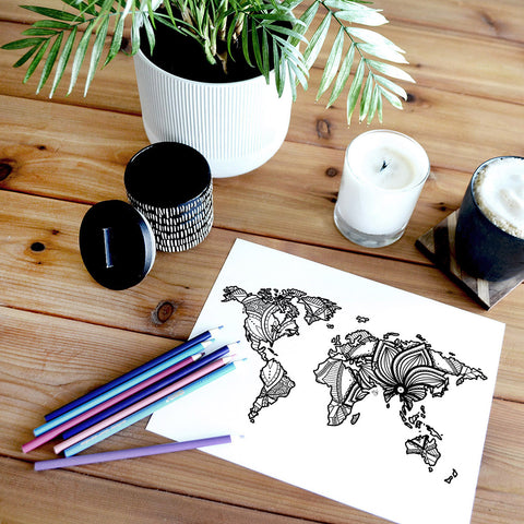 world map coloring page