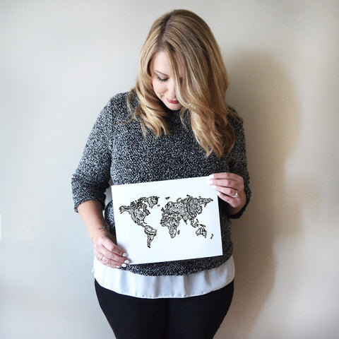 world map art print