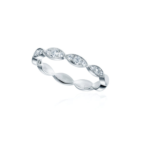 Scalloped Pave Band in White Gold