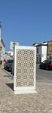 tiles displayed in the street