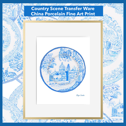 Country Scene Transfer Ware Porcelain China Fine Art Print by Diga Linda