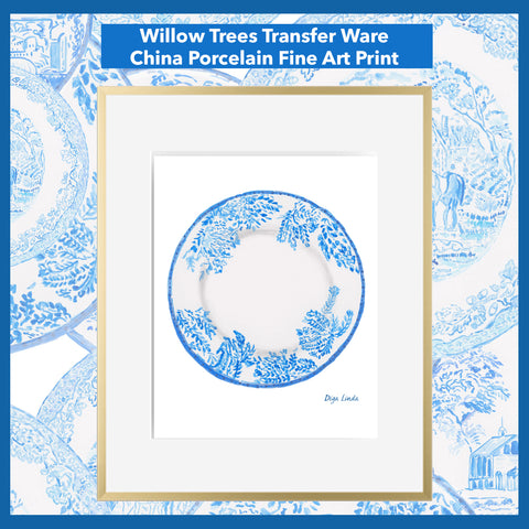 Willow Trees Transfer Ware Porcelain China Fine Art Print by Diga Linda