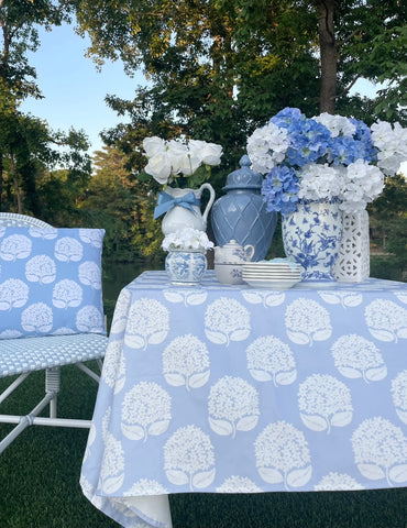 White hydrangea tablecloths by Diga  Linda