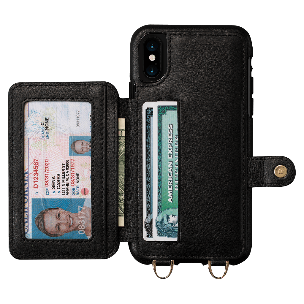 Isa Crossbody Snap On Leather Wallet Case for iPhone X or Xs | SENA Cases