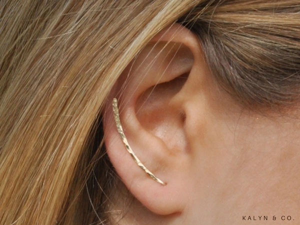 14k Gold Hammered EAR CLIMBER earrings - AN EFFORTLESS ACCESSORY