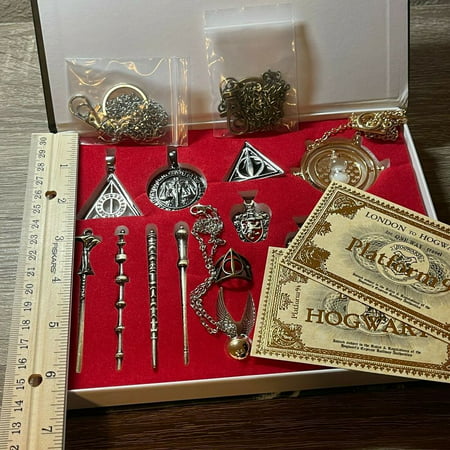 New 15Pcs Harry Potter Magical wands ring necklace w/ 2 Tickets Premium Gift