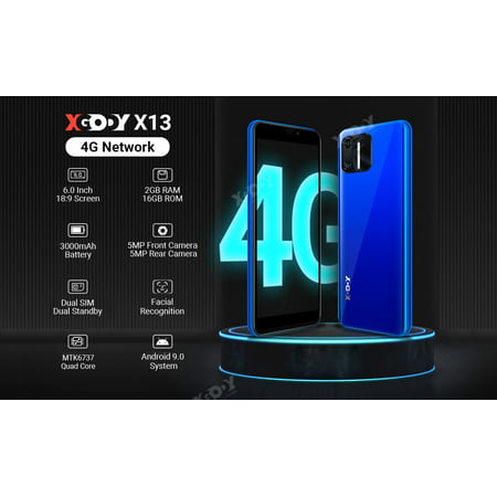 XGODY X13 6.0 Inch Unlocked 4G Cell Phones 2+16 GB Dual Sim Unlocked Smartphone Cheap Android Phones Unlocked Mobile Phones(Blue), Blue