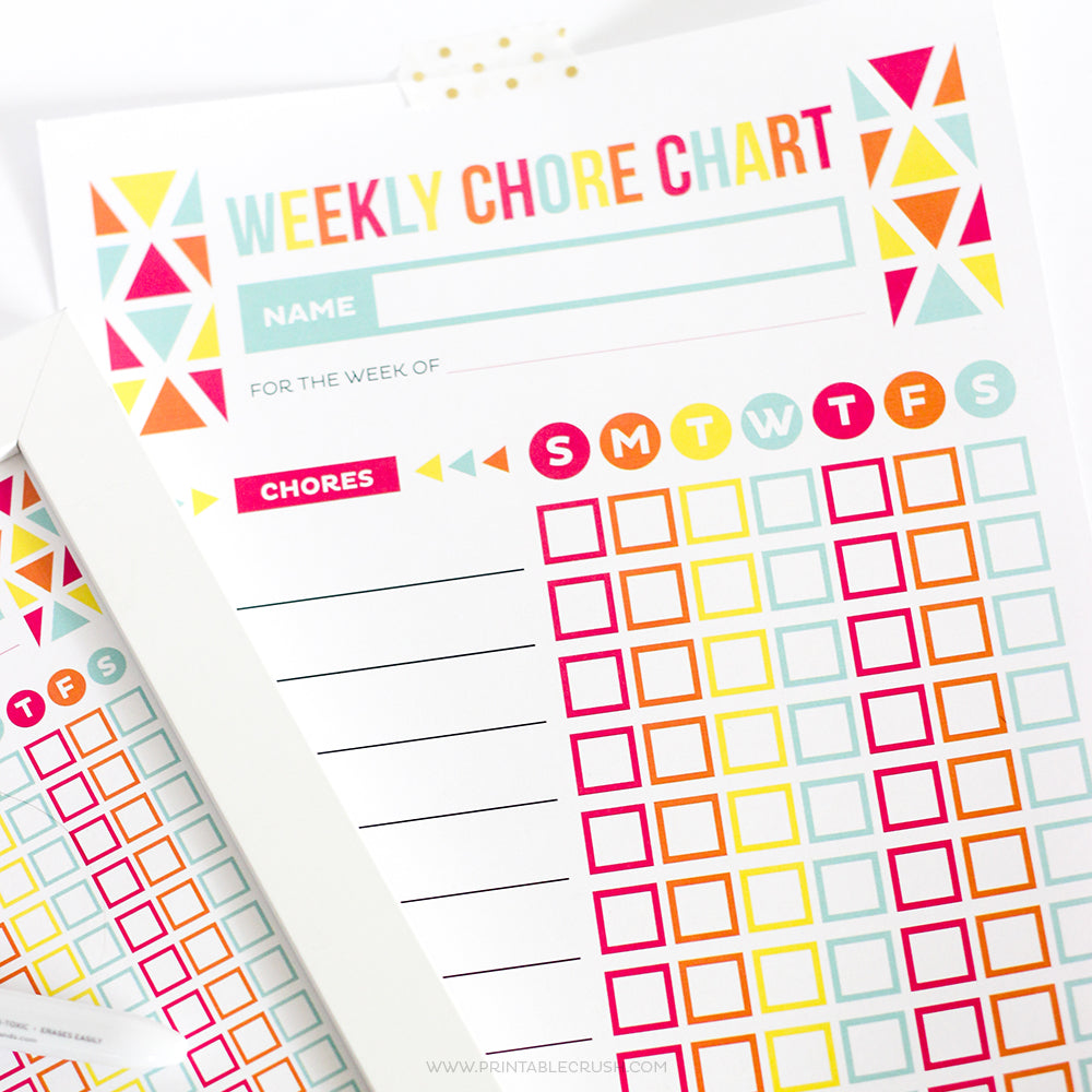 Editable Weekly Chore Chart